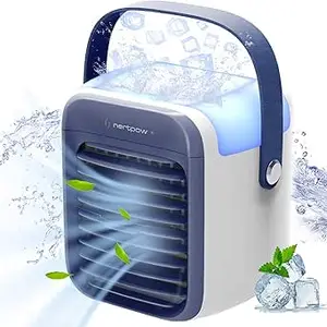 Nertpow Portable Air Conditioner Portable Cooler Quick & Easy Way to Cool Personal Space As Seen On TV Suitable for Bedside Office and Study Room. Three Wind Level Adjustment €¦