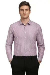 Visit the Louis Philippe Store Louis Philippe Men's Easy to Iron Everyday wear Premium Cotton Full Sleeve Stripe Formal Shirt