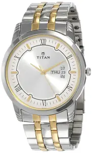 Visit the Titan Store Titan Karishma Quartz Analog with Day and Date Silver Dial Two Toned Silver and Gold Stainless Steel Strap Watch for Men - NT1774BM01