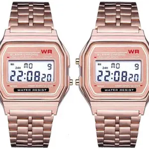 Brand: Acnos Acnos Brand 2 Combo Digital 4 Colours Vintage Square Dial Unisex Water Resist Watch for Men Women Pack of 2 (WR70)