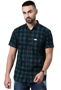 Visit the Majestic Man Store Majestic Man Men Cotton Checkered Half Sleeve Slim Fit Casual Shirt