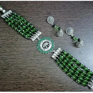 Fabric Multicolor Jewellery Set (Pack of 1) Earring00 & Necklace Set MA 20