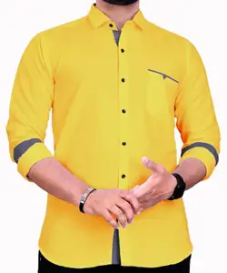 Visit the CB-COLEBROOK Store CB-COLEBROOK Men's Regular Fit Solid Soft Touch Cotton Casual Shirt with Pocket Design with Spread Collar & Full Sleeves (Available in Plus Size)