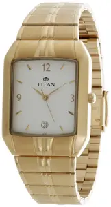 Visit the Titan Store Titan Rectangle White Dial Analog with Date Metal Strap Watch for Men-NS9264YM01