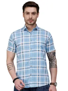 Visit the Majestic Man Store Majestic Man Men Slim Fit Pure Cotton Checkred Half Sleeve Casual Shirt