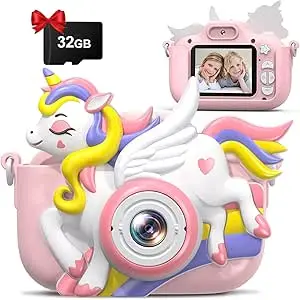 Kids Camera for 3-8 Years Old Toddlers Childrens Boys Girls Christmas Birthday Gifts Selfie Digital Toy Camera with 32GB SD Card