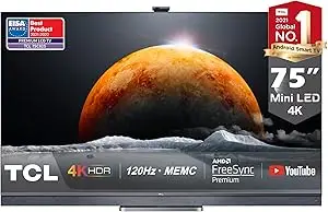 TCL 75 Inch 4K Smart QLED TV | Mini LED | Android TV | 75C825
