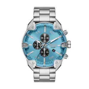 Visit the Diesel Store Diesel Stainless Steel Analog Blue Dial Men Watch-Dz4655, Silver Band