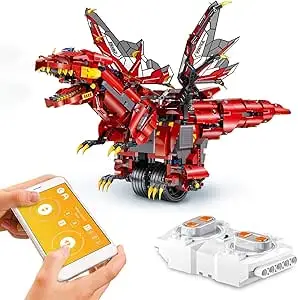 Mobiliarbus Rc Robot Diy Assembly Balanced Programming Dinosaur Robot Rc Building Block Robot Educational Bricks Stem Toys 2.4G Rc App Control For Kids, 1166Pcs