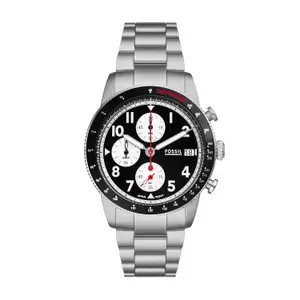 Visit the Fossil Store Fossil Men Sport Tourer Silver Quartz Stainless Steel Chronograph Watch Fs6045, Black Dial, Silver Band