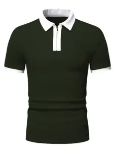 TAGDO Men's Waffle Knitted Polo Neck Regular Fit Tees