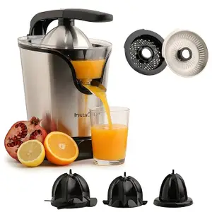 InstaCuppa Citrus Juicer Electrical for Busy Moms, Quiet Copper DC Motor Juice Machine, 3 Cone Sizes, Effortless Ergonomic Handle, Electric Juicer for Fruits, BPA