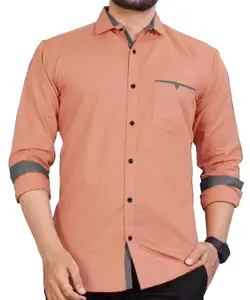 Visit the CB-COLEBROOK Store CB-COLEBROOK Men's Regular Fit Solid Soft Touch Cotton Casual Shirt with Pocket Design with Spread Collar & Full Sleeves (Available in Plus Size)