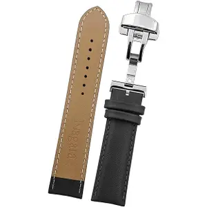DBLACK ''NAGATA3'' Leather Watch Strap with Butterfly Lock, Minimalist Design Watch Belt // For 18mm, 20mm, 22mm, or 24mm Watch Band (Choose Your Size & Color)