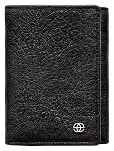 eske Elmar Genuine Leather Mens Trifold Wallet - Textured Pattern - 6 Card Holders