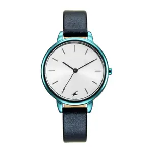 Visit the Fastrack Store Fastrack Glitch Quartz Analog Silver Dial Blue Leather Strap Watch for Girls - NS6234QL01