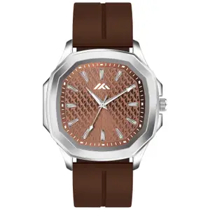 Visit the ON TIME OCTUS Store ON TIME OCTUS Analogue Silver Color Case with Soft Silicone Strap Boy's and Men's Wrist Watch MN-61 to 65 (Brown)