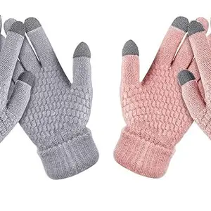 STYLORIA Women's Touch Screen Winter Gloves MULTI CLOR PACK OF 2