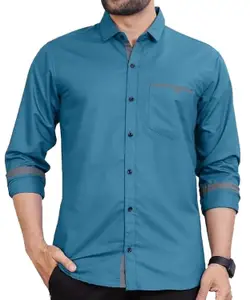 Visit the CB-COLEBROOK Store CB-COLEBROOK Men's Regular Fit Solid Soft Touch Cotton Casual Shirt with Pocket Design with Spread Collar & Full Sleeves (Available in Plus Size)