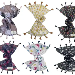 Women's Printed Chiffon Scarf and Stoles-N2107(Free Size) Set of 6