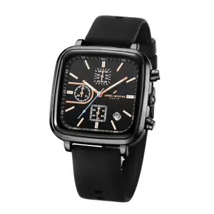 Brand: Daniel Hechter Daniel Hechter Paris Belleville Collection Modern Multi Functional Watch for Men with Square Dial and Silicon Band-DHM1002