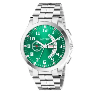 Visit the Matrix Store Matrix Blue, Black & Silver Dial, Day & Date Functioning, Stainless Steel Strap Analog Watch for Men & Women