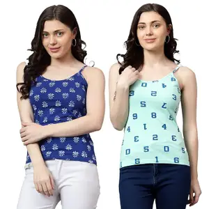DIAZ Women's Super Combed Cotton Rib Fabric Tank Top with Stay Fresh Treatment (Pack of 2)