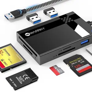SD Card Reader 7-in-1, WARRKY 3-Port USB 3.0 Hub