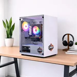 CHIST Professional Gaming PC, 12th Gen i5-12400F, 16GB DDR4 RAM, 512GB NVMe SSD, RTX 3050 6GB, RGB Cooling, Windows 11 Pro