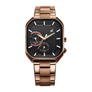 Visit the Fastrack Store Fastrack Groove Multifunction Black Dial Metal Strap Guy's Watch with Lume Indices