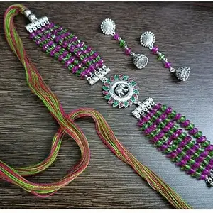 Fabric Multicolor Jewellery Set (Pack of 1) Earring00 & Necklace Set M 17