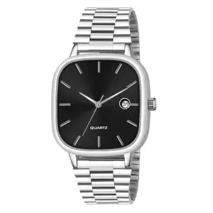 Brand: METSPOT Minimalist Date Display Square Dial Men's Watch with Stainless Steel Strap Slim Case Design Analog Wrist Watch for Men Dress Timepiece Pack of -1