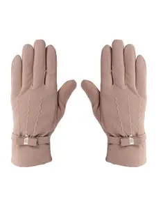 FabSeasons Winter Gloves For Girls & Women, with faux fur on the inner for cold weather, Mobile touchscreen enabled