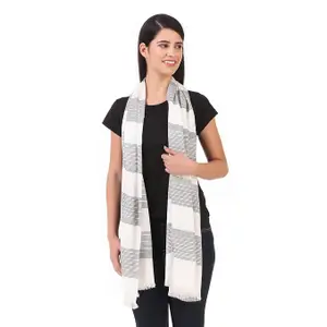 stole/scarf for girl/ladies Colour- White soft viscose cotton blend ethnic pattern scarves pack of 1 ST-21