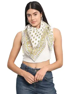 Ravaiyaa - Attitude is everything Sanganer Hand Block Printed Scarves Pure Cotton Scarf Square Hijab Dupatta 40" X 40" Inch