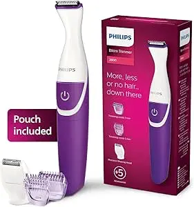 Philips BikiniGenie Cordless Women's Trimmer for Bikini Line, w/Shaving Head & Comb, Wet & Dry Use, BRT383/15