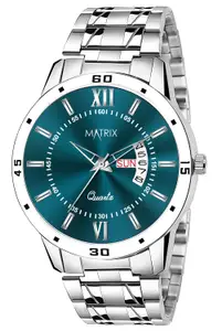 Visit the Matrix Store Matrix Antique Day & Date Leather Strap Analog Silicone Watch For Men & Boys - Black