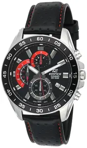 Visit the Casio Store Casio Edifice EFV-550L-1AVUDF Analog Black Dial Men Watch Black Genuine Leather Strap (ED557)