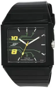 Visit the Sonata Store SF Quartz Analog Black Dial Black Plastic Strap Watch for Men - NT7988PP01