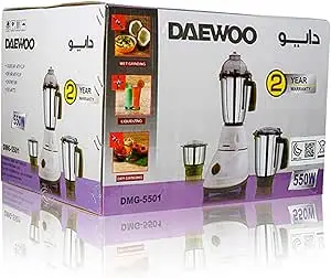 Daewoo 550 Watts Mixer Grinder - Dmg-5501"Min 1 year manufacturer warranty"