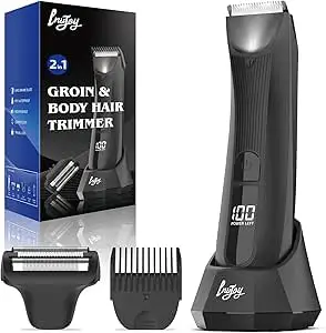 Pubic Hair Trimmer for Men, INVJOY Electric Groin & Body Hair Shaver for Balls, Body Hair Clipper