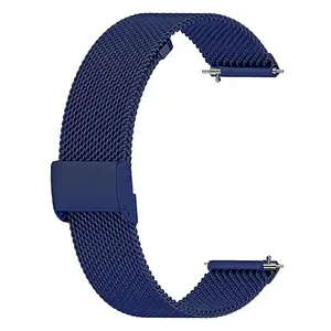 ACM Watch Strap Steel Metal 20mm compatible with Fire-Boltt Ninja Pro Plus Bsw032 Smartwatch Adjustable Belt Chain Band Blue