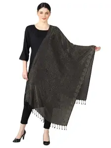 Flyer Women's stole/scarf Colour- Black & Golden Stylish 100% soft viscose ethnic scarves pack of 1 ST-04
