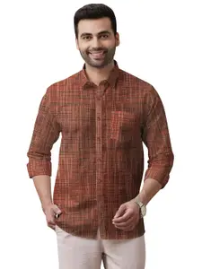 Brand: Generic Men’s Pure Khaadi Cotton Regular Fit Full Sleeves Striped Casual Shirt | Handloom Shirt for Office & Casual Wear