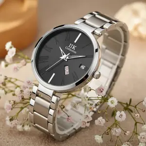 Visit the IIK COLLECTION Store IIK COLLECTION Watches for Women Round Studded Dial |Day and Date Quartz Movemnet |Long Battery Life|Stainless Steel Bracelet Chain Strap|Double Lock Clasp Safety Watches for Girls