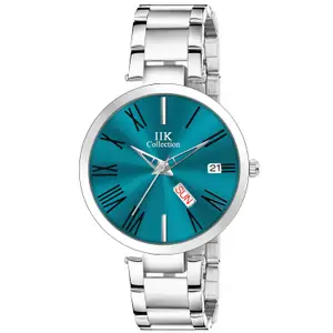 Visit the IIK COLLECTION Store IIK COLLECTION Watches for Women Round Studded Dial |Day and Date Quartz Movemnet |Long Battery Life|Stainless Steel Bracelet Chain Strap|Double Lock Clasp Safety Watches for Girls