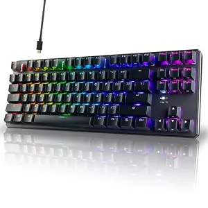 TECWARE Phantom+ 87 Key Mechanical Gaming Keyboard, RGB led, TKL 75% Keyboard, Thocky Sounding, Wraith Brown Switch