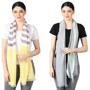 Flyer Women's stole/scarf Colour- Yellow & Purple & Blue & Grey & Purple & Pink soft viscose ethnic scarves pack of 2 ST-08-ALL