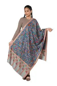 ST Wool Kalamkari Stole, Scarf, Wrap, Floral Jacquard Design, Sustainable and Natural Fabric