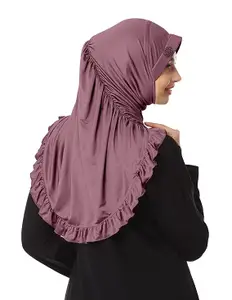 Mehar Hijab's Modest Women's stylish Frill Finish Border Soft feel good Solid Polycotton fabric Zareen Hijab